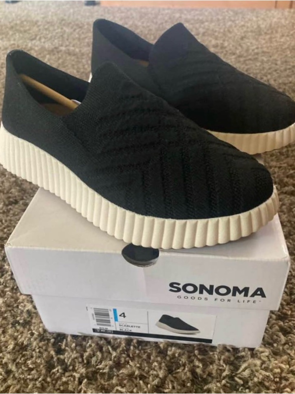 Sonoma Black Knit Slip-On Platform Sneakers with Cream Sole